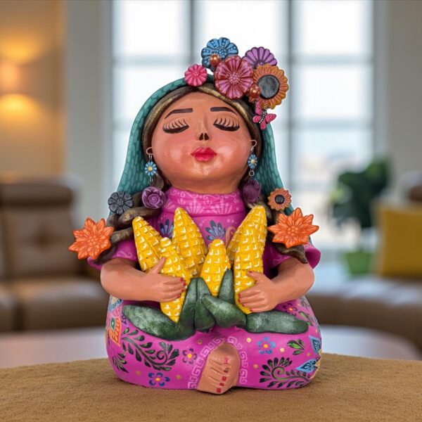 Pachamama Handmade Sculpture – Mexican Mother Earth Art, Colorful Clay Figurine, Spiritual Decor, Indigenous Folk Art, Home Decor Metepec