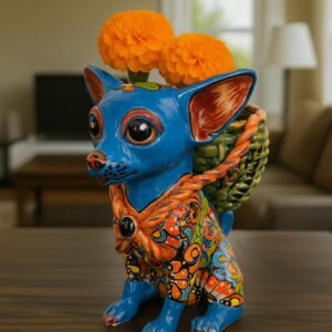 Talavera Chihuahua Pot , Ceramic dog, Talavera pottery, Puebla Mexican Pottery, Chihuahua Statue, Dog Sculpture  Hand Painted By Artisans