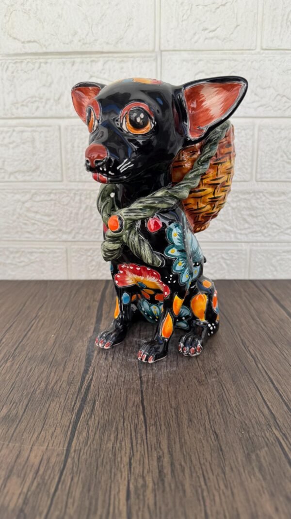 Talavera Chihuahua Pot , Ceramic dog, Talavera pottery, Puebla Mexican Pottery, Chihuahua Statue, Dog Sculpture  Hand Painted By Artisans - Image 2