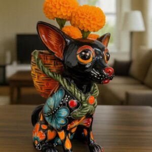 Talavera Chihuahua Pot , Ceramic dog, Talavera pottery, Puebla Mexican Pottery, Chihuahua Statue, Dog Sculpture  Hand Painted By Artisans