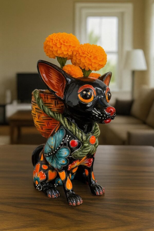 Talavera Chihuahua Pot , Ceramic dog, Talavera pottery, Puebla Mexican Pottery, Chihuahua Statue, Dog Sculpture  Hand Painted By Artisans