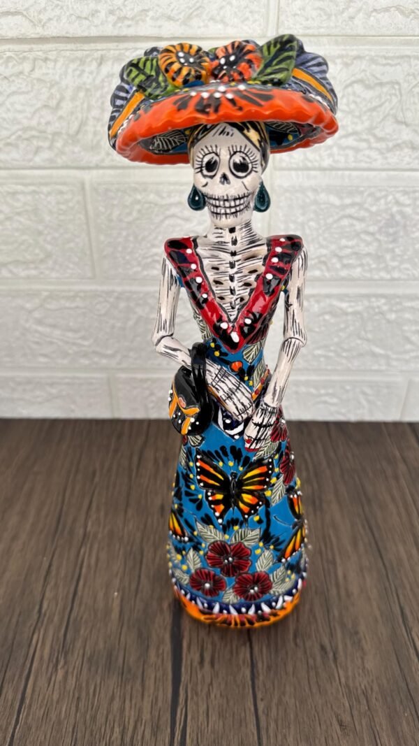 Catrina Handmade Talavera Day of the Dead  Colorful Ceramic Folk Art from Puebla, Mexico Día de los Muertos Skeleton Figurine Wedding Gift - Image 2