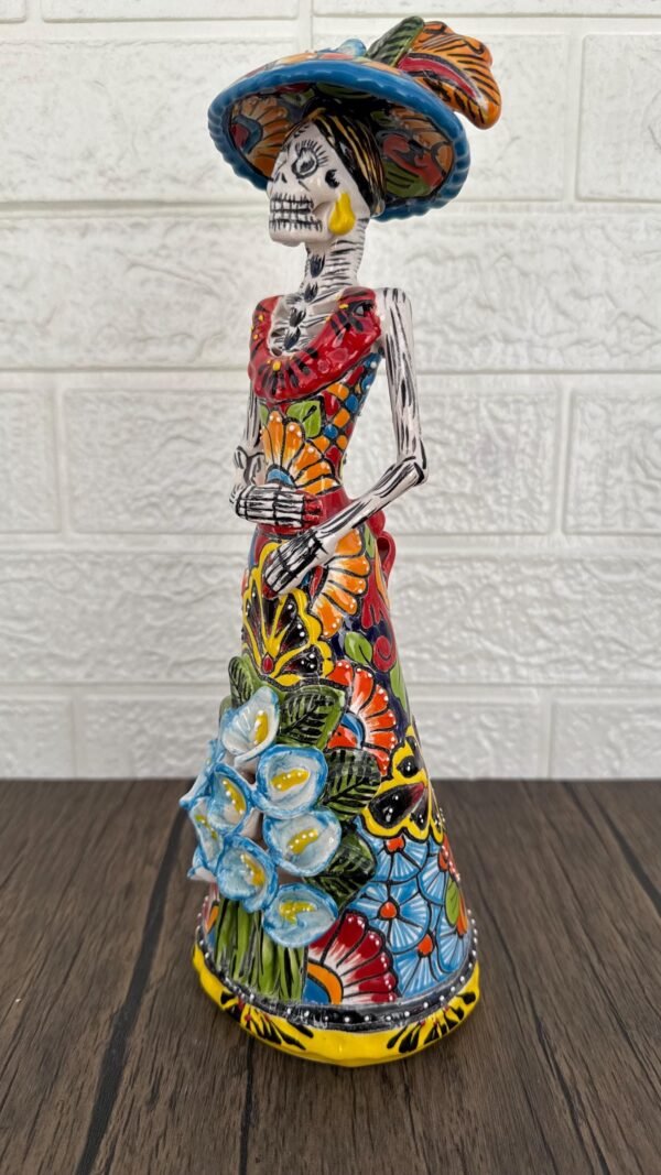 Catrina Handmade Talavera Day of the Dead  Colorful Ceramic Folk Art from Puebla, Mexico Día de los Muertos Skeleton Figurine Wedding Gift - Image 2