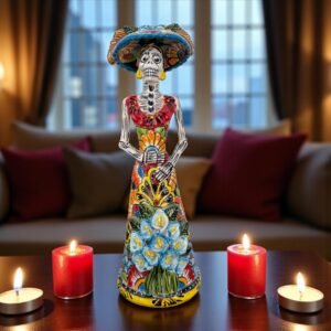 Catrina Handmade Talavera Day of the Dead  Colorful Ceramic Folk Art from Puebla, Mexico Día de los Muertos Skeleton Figurine Wedding Gift
