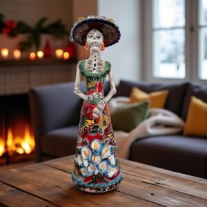 Catrina Handmade Talavera Day of the Dead  Colorful Ceramic Folk Art from Puebla, Mexico Día de los Muertos Skeleton Figurine Wedding Gift