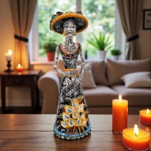 Catrina Handmade Talavera Day of the Dead  Colorful Ceramic Folk Art from Puebla, Mexico Día de los Muertos Skeleton Figurine Wedding Gift