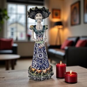 Catrina Handmade Talavera Day of the Dead  Colorful Ceramic Folk Art from Puebla, Mexico Día de los Muertos Skeleton Figurine Wedding Gift