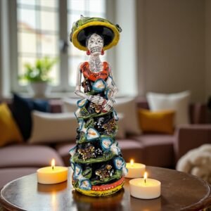 Catrina Handmade Talavera Day of the Dead  Colorful Ceramic Folk Art from Puebla, Mexico Día de los Muertos Skeleton Figurine Wedding Gift