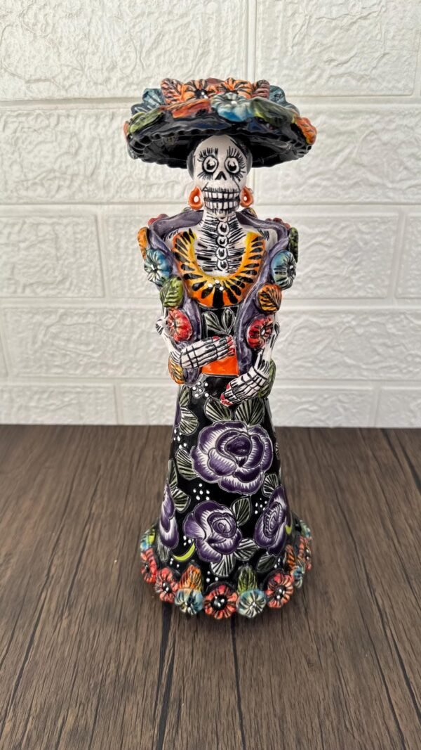 Catrina Handmade Talavera Day of the Dead  Colorful Ceramic Folk Art from Puebla, Mexico Día de los Muertos Skeleton Figurine Wedding Gift - Image 2