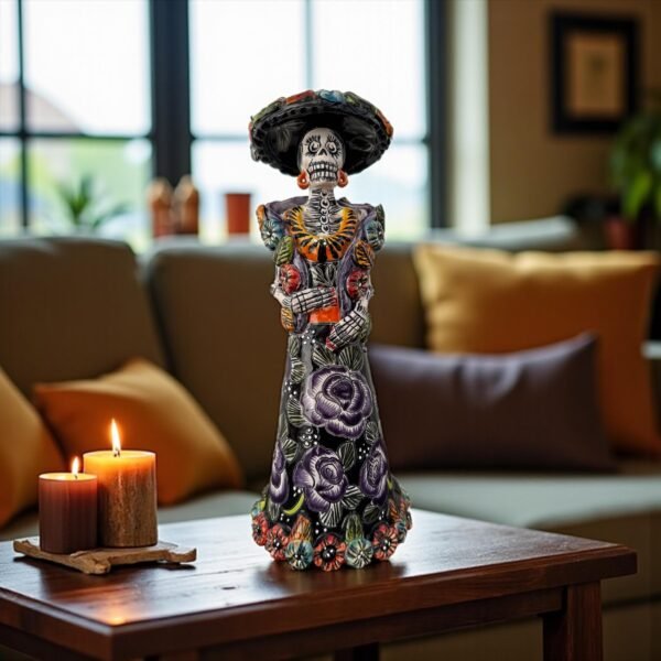 Catrina Handmade Talavera Day of the Dead  Colorful Ceramic Folk Art from Puebla, Mexico Día de los Muertos Skeleton Figurine Wedding Gift