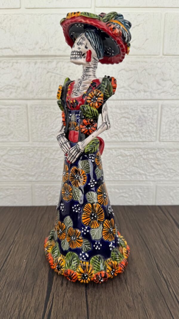 Catrina Handmade Talavera Day of the Dead  Colorful Ceramic Folk Art from Puebla, Mexico Día de los Muertos Skeleton Figurine Wedding Gift - Image 2