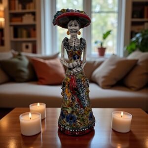Catrina Handmade Talavera Day of the Dead  Colorful Ceramic Folk Art from Puebla, Mexico Día de los Muertos Skeleton Figurine Wedding Gift