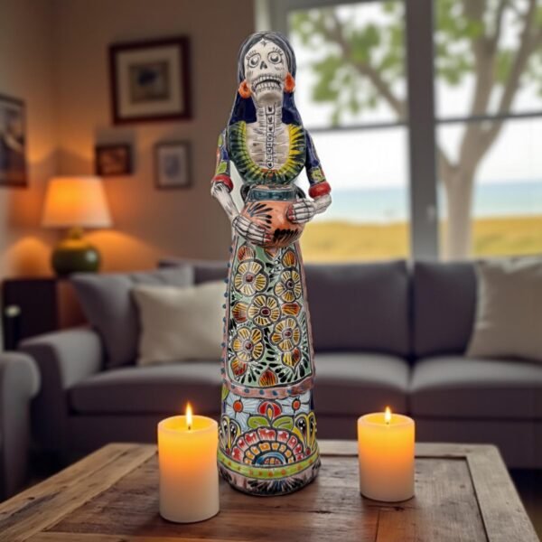 Catrina Handmade Talavera Day of the Dead  Colorful Ceramic Folk Art from Puebla, Mexico Día de los Muertos Skeleton Figurine Wedding Gift