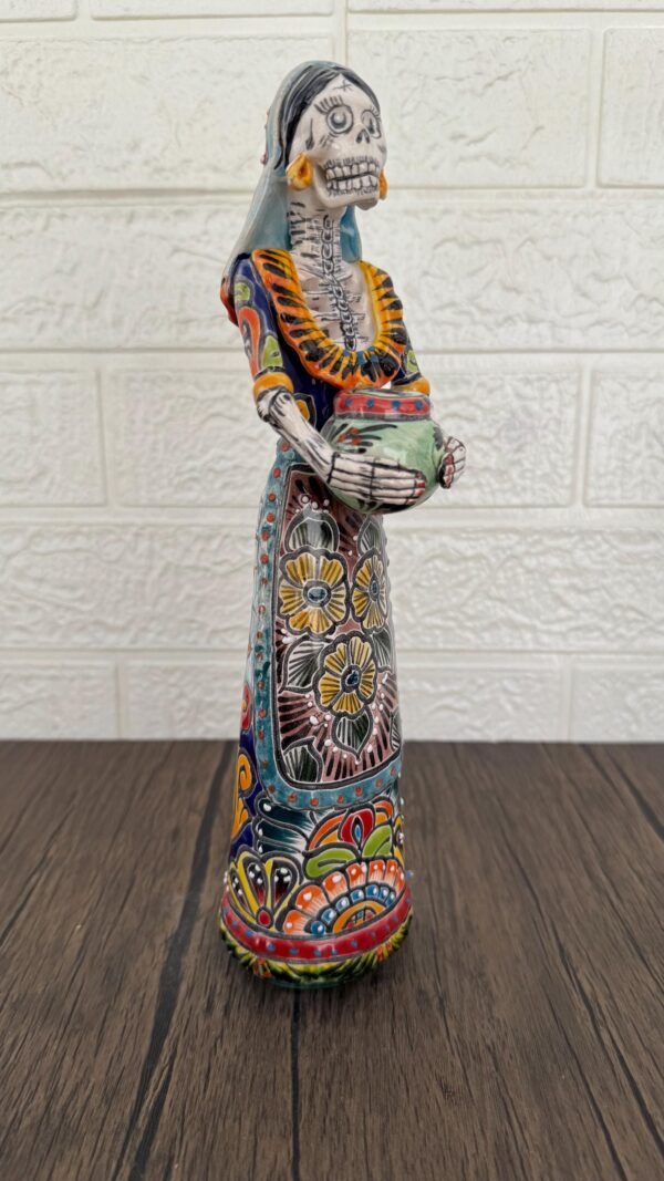 Catrina Handmade Talavera Day of the Dead  Colorful Ceramic Folk Art from Puebla, Mexico Día de los Muertos Skeleton Figurine Wedding Gift - Image 2