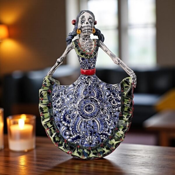 Catrina Handmade Talavera Day of the Dead  Colorful Ceramic Folk Art from Puebla, Mexico Día de los Muertos Skeleton Figurine Wedding Gift