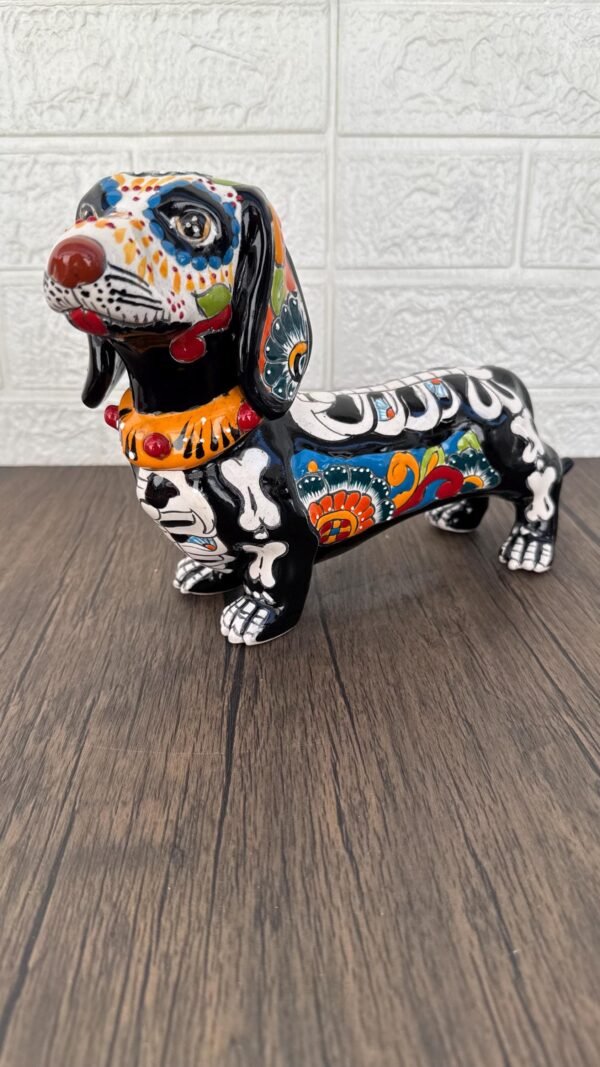 Talavera Dachshund Scupture Ceramic Dog, Talavera Pottery, Puebla Mexican Pottery, Dachshund Statue, Handmade And Hand Painted  Home Decor - Image 2