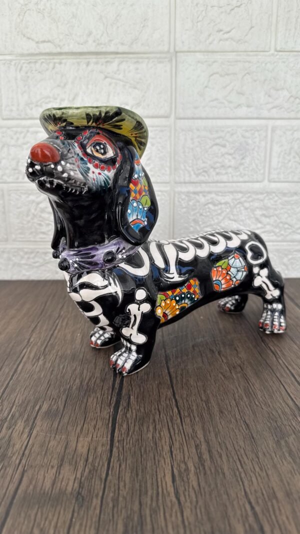 Talavera Dachshund Scupture Ceramic Dog, Talavera Pottery, Puebla Mexican Pottery, Dachshund Statue, Handmade And Hand Painted  Home Decor - Image 2
