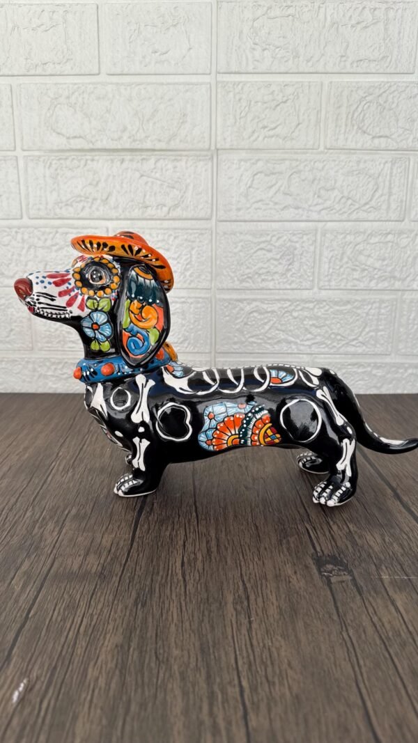 Talavera Dachshund Scupture Ceramic Dog, Talavera Pottery, Puebla Mexican Pottery, Dachshund Statue, Handmade And Hand Painted  Home Decor - Image 2