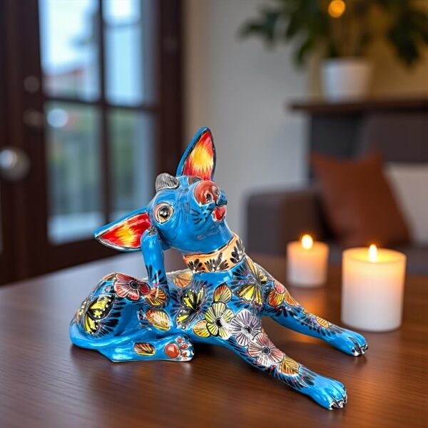 Talavera Xoloitzcuintle, Ceramic dog, Talavera Pottery, Authentic Puebla Mexico Pottery, Xolo Statue, Dog Sculpture Xoloitzcuintle