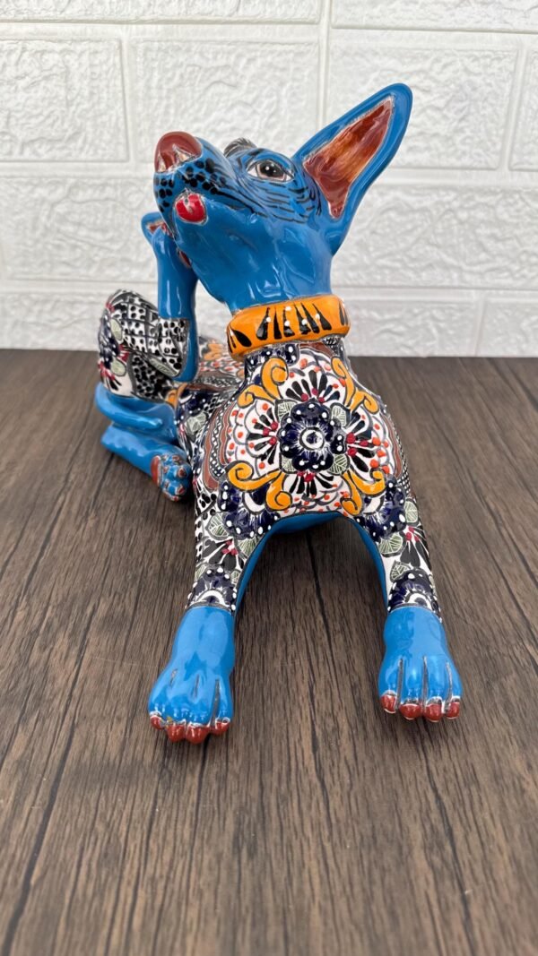 Talavera Xoloitzcuintle, Ceramic dog, Talavera Pottery, Authentic Puebla Mexico Pottery, Xolo Statue, Dog Sculpture Xoloitzcuintle - Image 2