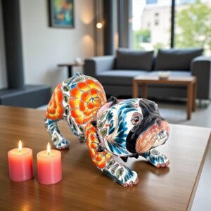 Talavera English Bullgod, Ceramic dog, Talavera pottery, Mexican pottery, English Bullgod statue, Dog sculpture
