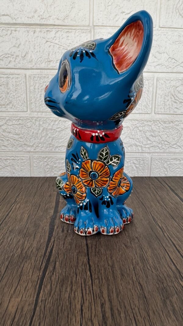 Talavera Cat, Ceramic Cat, Talavera Pottery, Puebla Mexican Pottery, Cat Statue, Cat Sculpture Figurine Hand Painted Artisans - Image 2