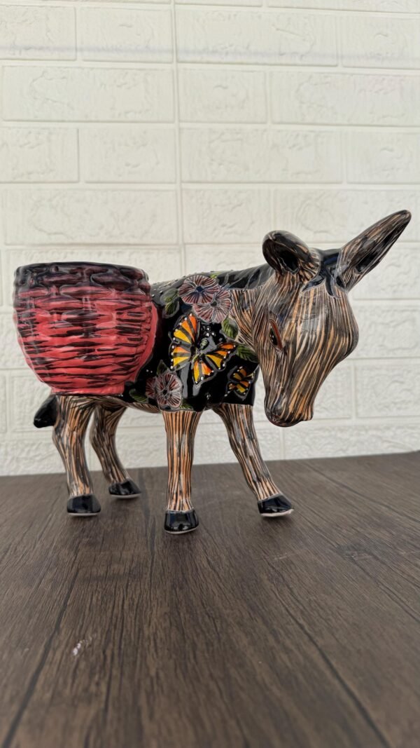 Donkey Pot Planter (2) Talavera  Figurine  Ceramic Pottery Artisan Hand Painted Farmhouse Decor Vibrant Folk Art from Puebla  Decor Burrito - Image 2