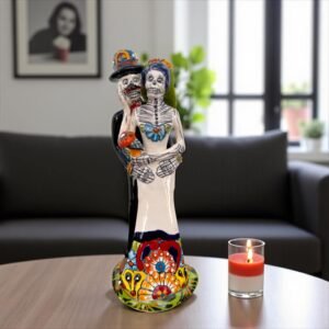 Catrina Handmade Talavera Day of the Dead  Colorful Ceramic Folk Art from Puebla, Mexico Día de los Muertos Skeleton Figurine Wedding Gift