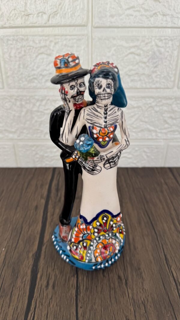 Catrina Handmade Talavera Day of the Dead  Colorful Ceramic Folk Art from Puebla, Mexico Día de los Muertos Skeleton Figurine Wedding Gift - Image 2