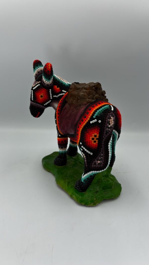 Handmade Huichol Beaded Donkey from Nayarit, Mexico – Burrito Colorful Mexican Folk Art Crucifix Made Of Resin And Beads - Image 2