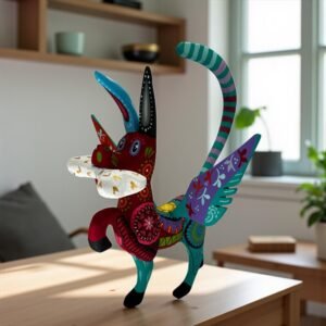 Dog Statue Folk Art Alebrije Sculpture, Wooden Mystic  Mexican Decoration Figure, Made Of Wood And Carved By Hand ASK FOR CUSTOMIZE