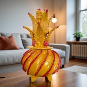 Mexican pottery, Pineapple decor, Mexican decoration, Pineapple sculpture, Glazed clay pineapple, Pottery from Michoacan