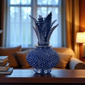 Mexican pottery, Pineapple decor, Mexican decoration, Pineapple sculpture, Glazed clay pineapple, Pottery from Michoacan
