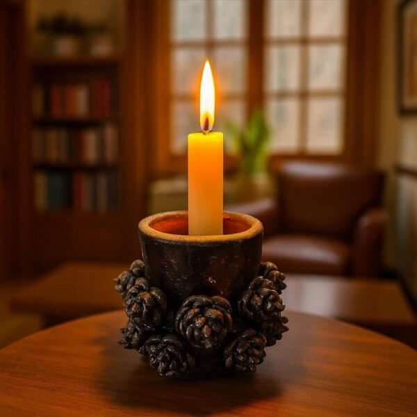 Clay Candle Holder from Michoacán Mexico,  Capula Clay Handmade Unique Traditional Pottery Candlestick, Perfect for Home Decor