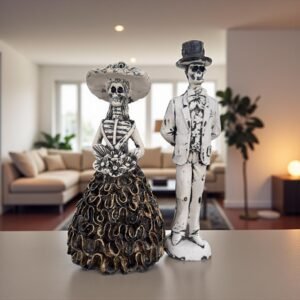 Couple (2) Catrina, Dia De Los Muertos - Day Of The Dead, Human Skeleton, Mexican Catrina Skull Sculpture, Catrina Skeleton Figurine Ofrenda