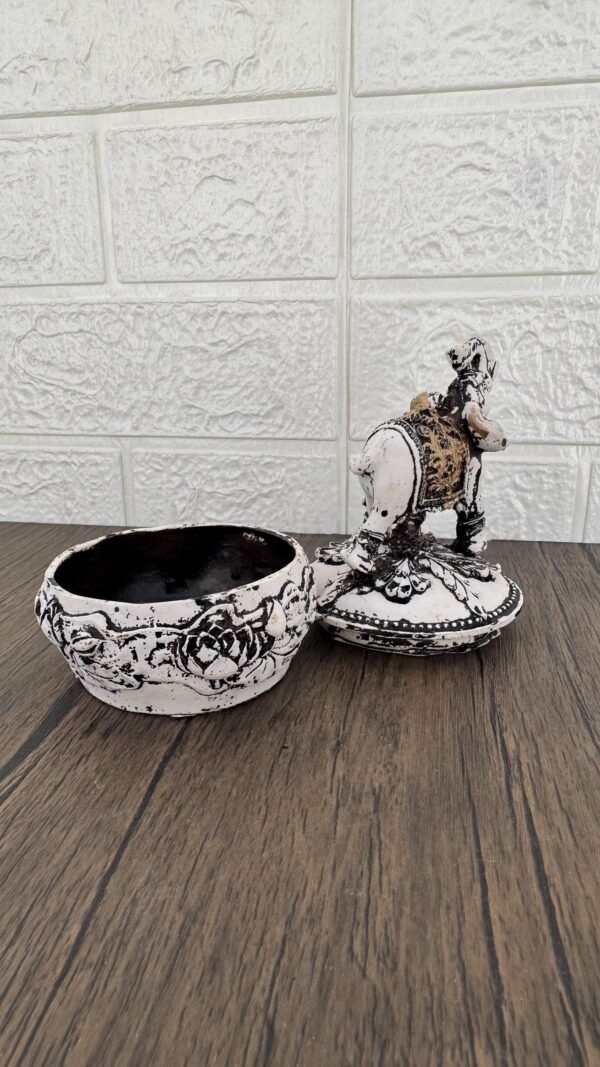 Handmade Resin Elephant Jewelry Box, Decorative Trinket Holder with Lid, Intricate Floral Carvings, Elegant Resin Elephant Figurine for Home - Image 2