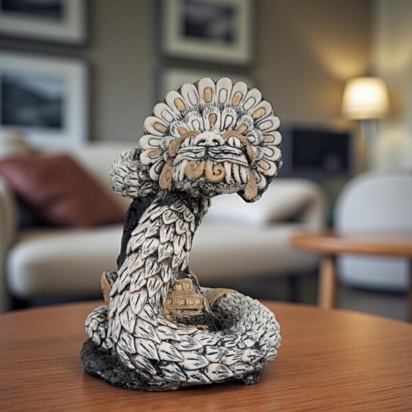 Quetzalcoatl Resin Sculpture, Feathered Serpent Aztec God Figurine, Prehispanic Mexican Art Statue, Spiritual Home Décor, Mesoamerican