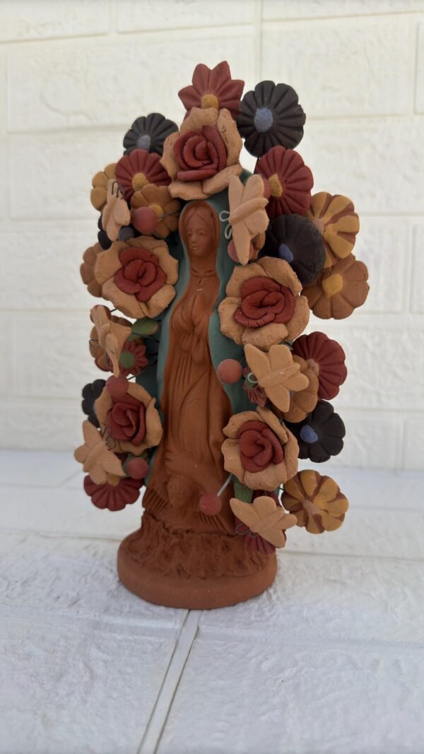 Virgin Mary Handmade Clay Piece, Virgen de Guadalupe  Mexican Decoration, Mary Virgin Sculpture, Metepec Estado de México Virgencita - Image 2