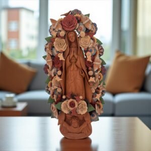 XL Virgin Mary Handmade Clay Piece, Virgen de Guadalupe  Mexican Decoration, Mary Virgin Sculpture,Metepec Estado de México Virgencita 23.7”