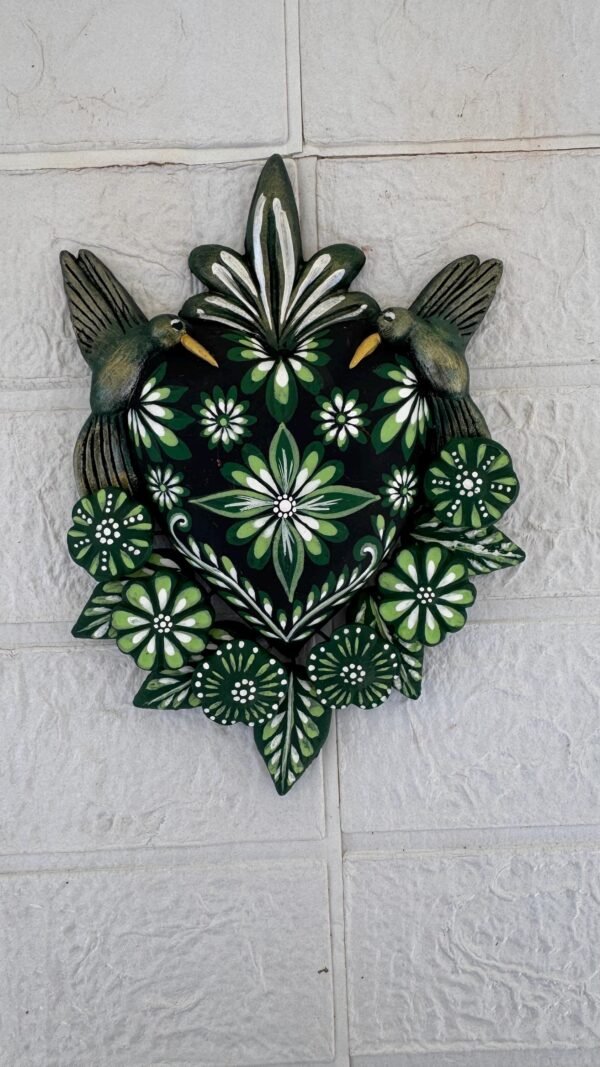 Corazon Sagrado Hummingbird Mexican Clay Decoration, MexicanHeart, Heart Wall Hanging, Decorative Heart, Rustic Heart Decor, Heart Statue