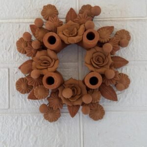 Corona De Adviento (4) Clay Handmade Candle Holder Advent Wreath With Natural Colors– Artisan Clay Centerpiece for Christmas Celebrations