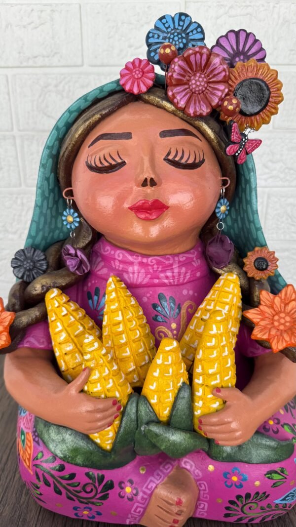 Pachamama Handmade Sculpture – Mexican Mother Earth Art, Colorful Clay Figurine, Spiritual Decor, Indigenous Folk Art, Home Decor Metepec - Image 2