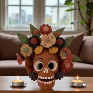 Pigment Clay Skull Día De Los Muertos Frida Artistic  Oaxaca México By Artisans Handmade Crafts, Home Decor Folk Art,  Pigmentos Naturales