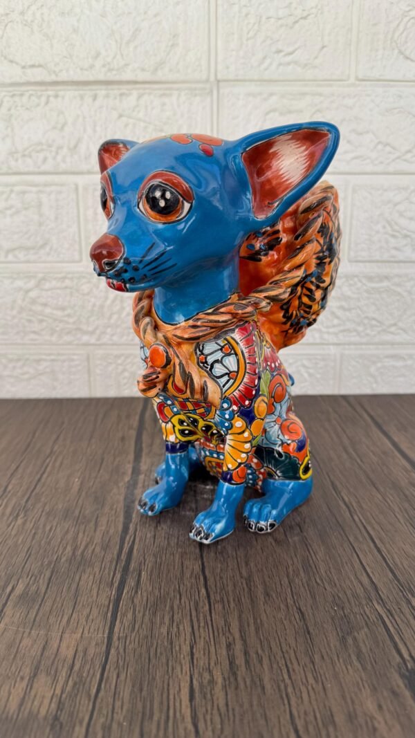 Talavera Chihuahua Pot , Ceramic dog, Talavera pottery, Puebla Mexican Pottery, Chihuahua Statue, Dog Sculpture  Hand Painted By Artisans - Image 2
