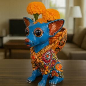 Talavera Chihuahua Pot , Ceramic dog, Talavera pottery, Puebla Mexican Pottery, Chihuahua Statue, Dog Sculpture  Hand Painted By Artisans