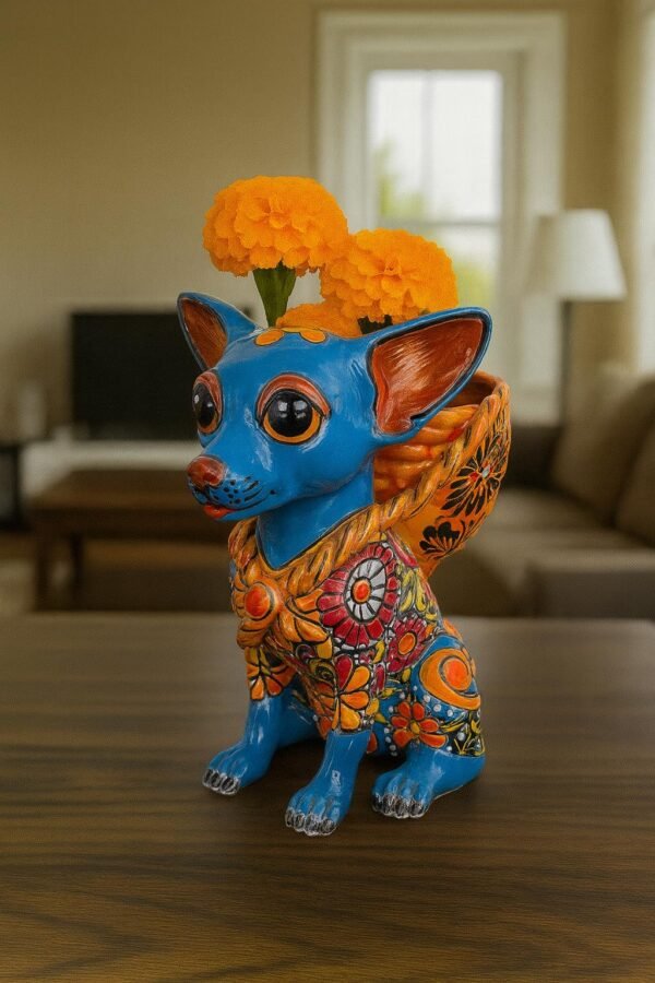 Talavera Chihuahua Pot , Ceramic dog, Talavera pottery, Puebla Mexican Pottery, Chihuahua Statue, Dog Sculpture  Hand Painted By Artisans