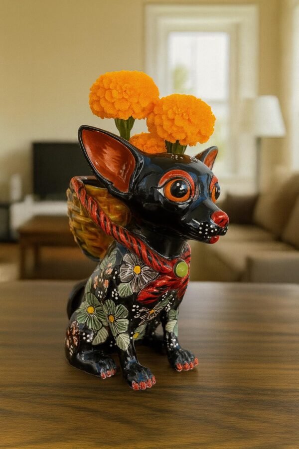 Talavera Chihuahua Pot , Ceramic dog, Talavera pottery, Puebla Mexican Pottery, Chihuahua Statue, Dog Sculpture  Hand Painted By Artisans