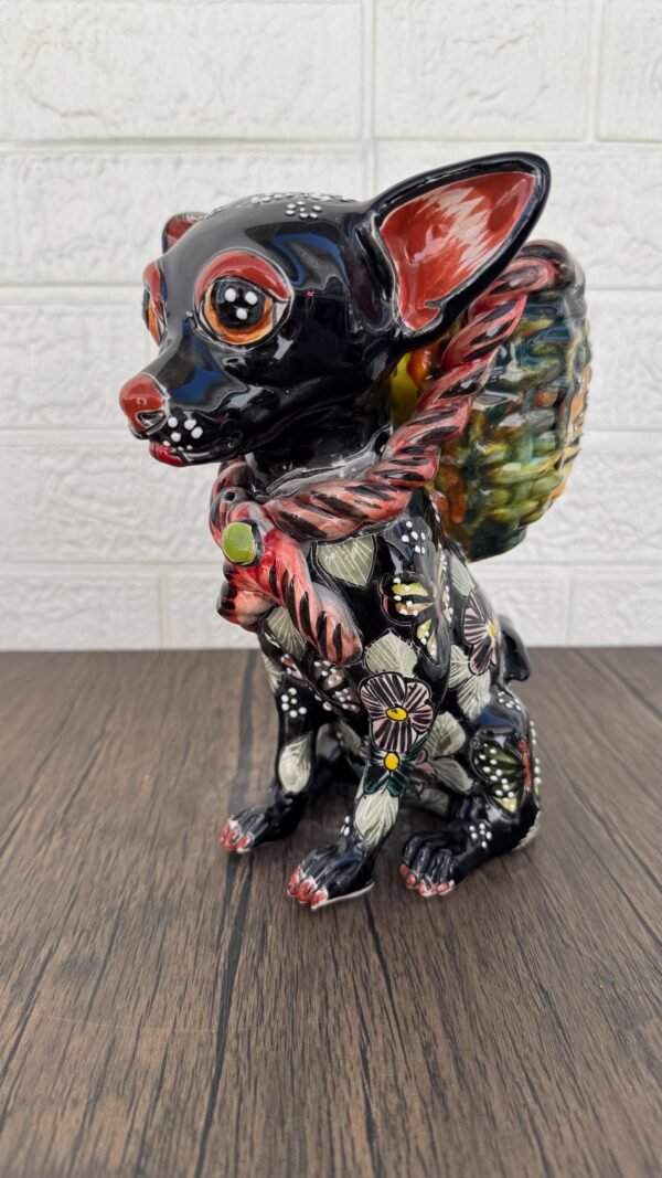 Talavera Chihuahua Pot , Ceramic dog, Talavera pottery, Puebla Mexican Pottery, Chihuahua Statue, Dog Sculpture  Hand Painted By Artisans - Image 2