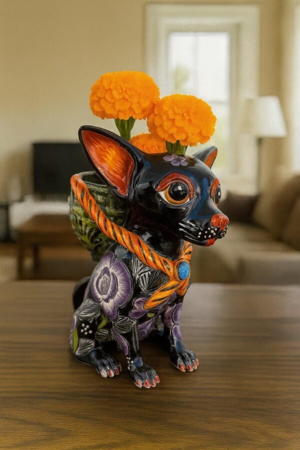 Talavera Chihuahua Pot , Ceramic dog, Talavera pottery, Puebla Mexican Pottery, Chihuahua Statue, Dog Sculpture  Hand Painted By Artisans