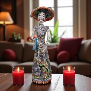 Catrina Handmade Talavera Day of the Dead  Colorful Ceramic Folk Art from Puebla, Mexico Día de los Muertos Skeleton Figurine Wedding Gift